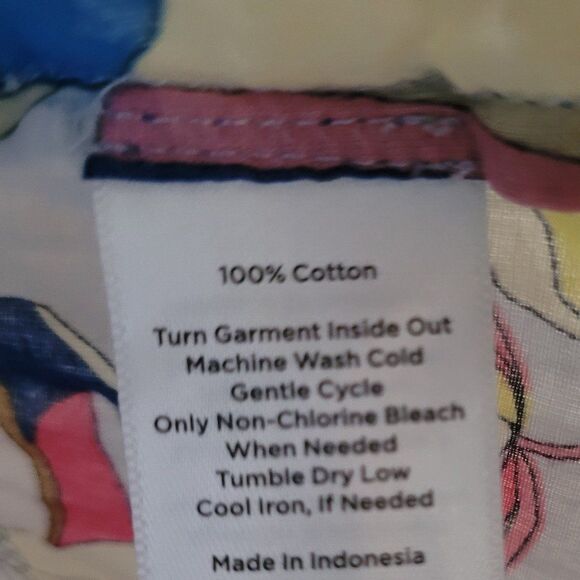 Talbots Top Womens Size Large Floral Popover Ruffle Collar Cotton - Picture 7 of 8